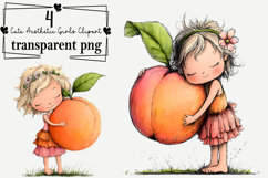 Whimsical Cute Aesthetic Girls Clipart Watercolor PNG Product Image 1