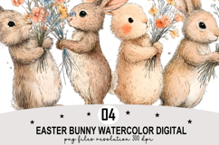 Easter Bunny Watercolor Clipart png Product Image 1