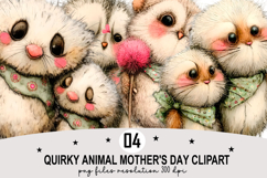 Quirky Animal Mother's Day PNG Watercolor png Product Image 1