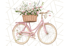 Bicycle with Flowers PNG, Pastel Spring Floral Bike Clipart Product Image 4