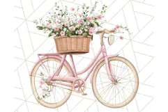 Bicycle with Flowers PNG, Pastel Spring Floral Bike Clipart Product Image 4
