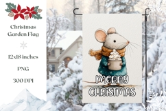 Merry Christmas Garden Flag PNG, Cartoon Mouse Garden Flag Product Image 1