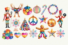Disco Christmas Watercolor Clipart Groovy Christmas Product Image 3