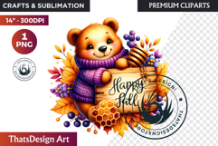 Autumn Cute animals with sign clipart Pumpkin thanksgiving Product Image 1