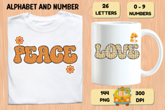 Retro Groovy Alphabert PNG 70s Numbers &amp; Letters 300 DPI Product Image 6