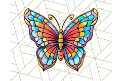 Stained Glass Hearts and Butterflies Clipart PNG Product Image 4