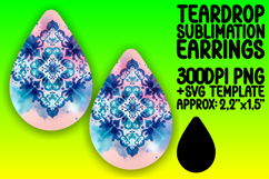 Sophisticated Teardrop Earrings Sublimation PNG , Watercolor Product Image 1