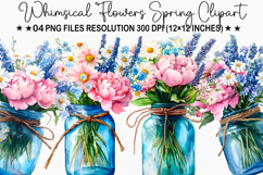 Whimsical Flowers Spring Clipart Product Image 1