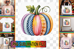 Unique Sublimation TSHIRT PNG, Pumpkin Watercolor Product Image 1
