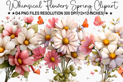 Whimsical Flowers Spring Clipart Product Image 1