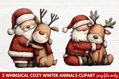 Whimsical Cozy Winter Animals Clipart | Cute Winter Wildlife Product Image 1