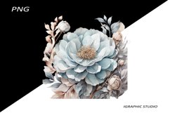 Blue and Rose gold FlowersPNG, Bouquet PNG Product Image 1