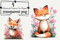 Whimsical Summer Fox Clipart Watercolor PNG Product Image 1