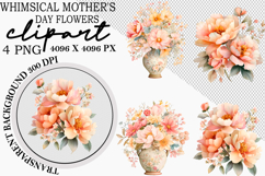 Whimsical Mother's Day Flowers Clipart Watercolor png Product Image 1