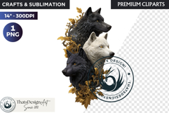 Floral Wolf Fantasy clipart, Botanical Wildlife Graphics PNG Product Image 1