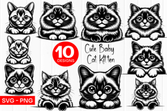 Cute Baby Kitten Clipart SVG PNG Product Image 1