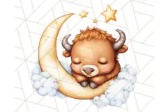 Sleeping Baby Animals PNG, Moon and Stars Nursery Clipart Product Image 4