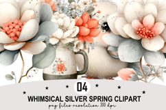 Whimsical Silver Spring Clipart Watercolor PNG Product Image 1