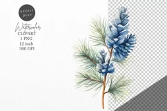 Christmas clipart, Pine branch clipart, Blue Christmas Product Image 1