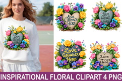 Inspirational Floral PNG Clipart Watercolor PNG Product Image 1