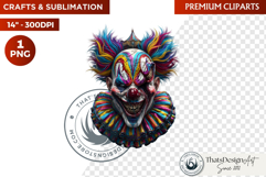 Horrific Evil Clown Clipart - Halloween Creepy Circus PNG G Product Image 1