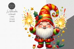 Christmas clipart, Gnome clipart, Festive gnome Product Image 1