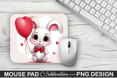 Valentine Bunny Sublimation Mouse Pad PNG Design Product Image 1
