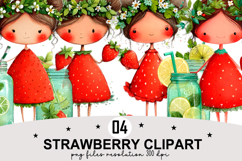 Strawberry girl Clipart PNG Watercolor PNG Product Image 1