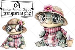 Whimsical Summer Animals Clipart Watercolor PNG Product Image 1