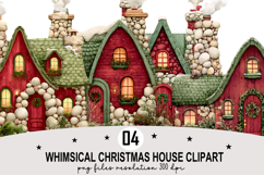 Whimsical Christmas House Clipart Watercolor PNG Product Image 1