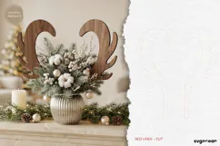 Reindeer Antler Plant Stake Laser Cut | Herb Label | SVG Product Image 2