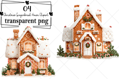 Christmas Gingerbread House Clipart Watercolor PNG Product Image 1