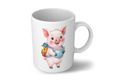 Cute Pig with Backpack Reading a Book Watercolor PNG Product Image 5