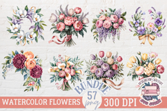 Spring Flowers Clipart Sublimation Bundle 57 PNG Bouquet Product Image 8