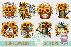 SunFlowers Clipart Sublimation Bundle 28 PNG Motivational Product Image 4