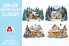 4 Cozy Watercolor House Clipart Product Image 1