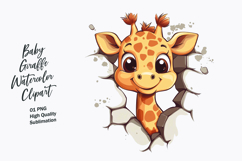 Baby giraffe watercolor clipart PNG Product Image 1