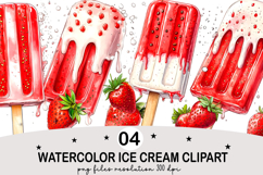 Watercolor Ice Cream Clipart Png Product Image 4
