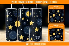 Day And Night Tumbler Wrap Designs, Sublimation Wrap Product Image 1