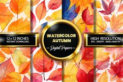 Watercolor Autumn Digital Papers - 04 Variations Product Image 1