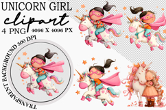 Whimsical Girl Unicorn Clipart Product Image 1