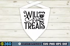 Will sit for treats SVG, Halloween Dog Bandana SVG Product Image 3