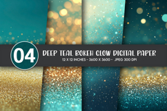 Deep Teal Bokeh Glow Digital Paper Product Image 1
