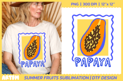 Papaya Sublimation PNG |Summer Tropical Fruits DTF Print Product Image 1