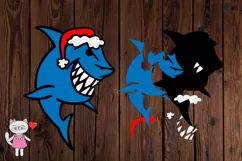Christmas Shark with Santa hat svg, file for cutting Product Image 5