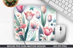 Flowers Mouse Pad Sublimation, Spring Mouse Pad PNG Design Product Image 1