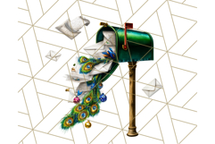Peacock Christmas Clipart in Jewel Tones, Christmas Png Product Image 4