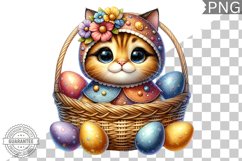 Easter Cat Sublimation - Easter Clipart PNG Design Product Image 1