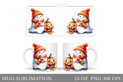Cute Ghost Mug Design. Halloween Pumpkin Mug Sublimation Product Image 1