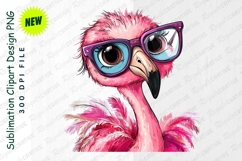 Stylish Pink Flamingo Wearing Glasses Clipart Product Image 1